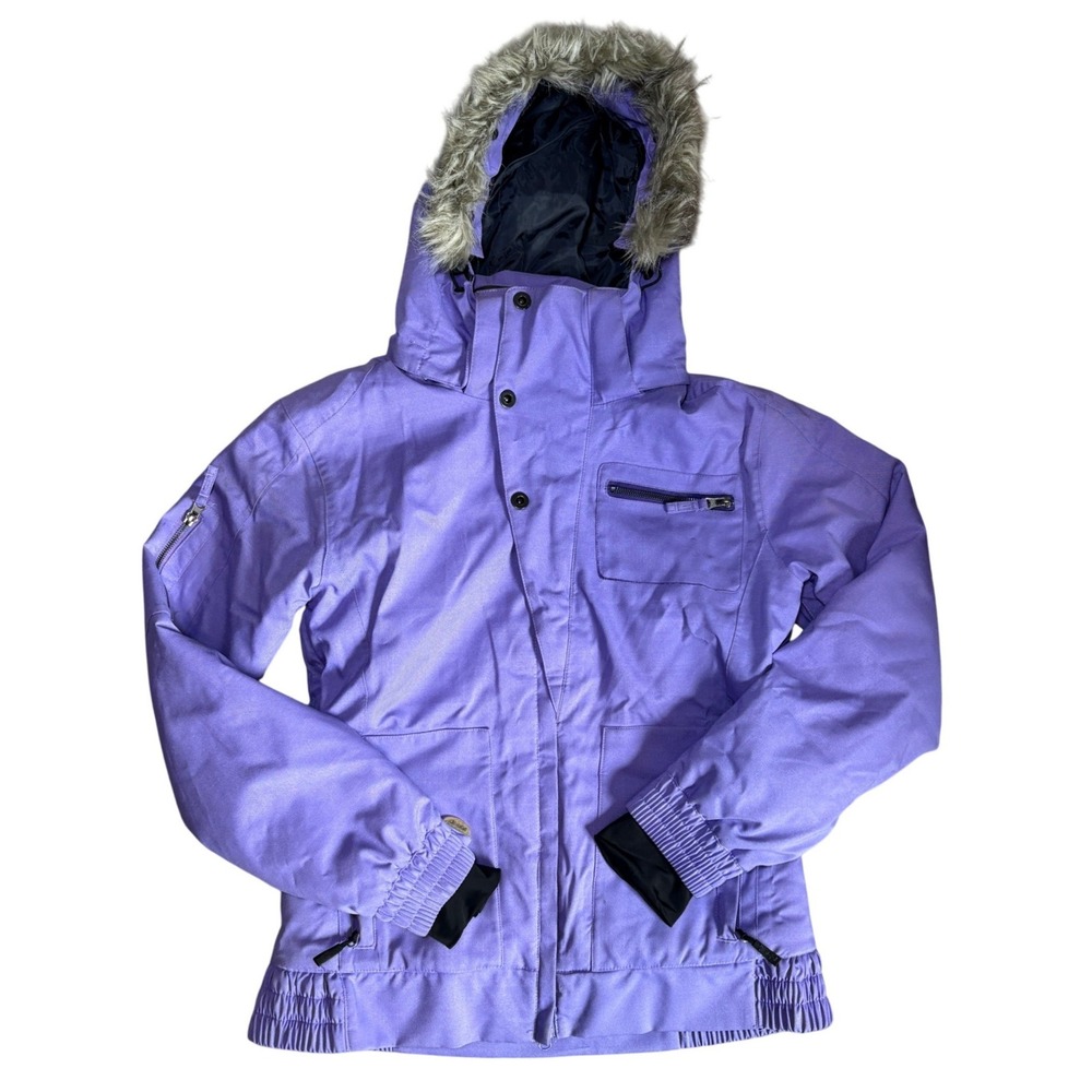 Pulse Kids Purple Winter Snow Jacket Faux Fur Hood‎ Waterproof Insulated Medium